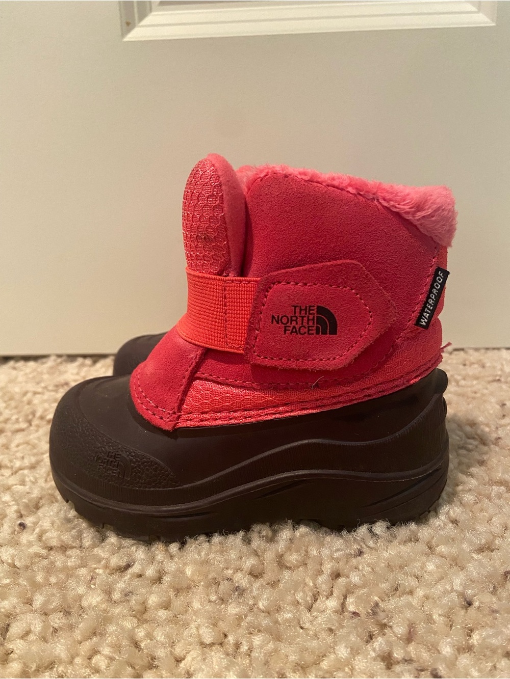 The North Face Kids Coral-Red and Black Waterproof Winter Boots